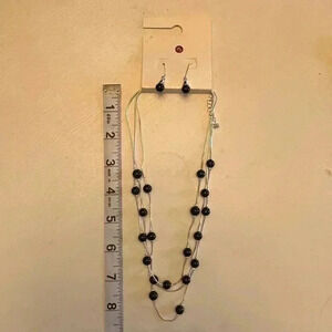 NWT Black and silver tiered necklace with matching earrings